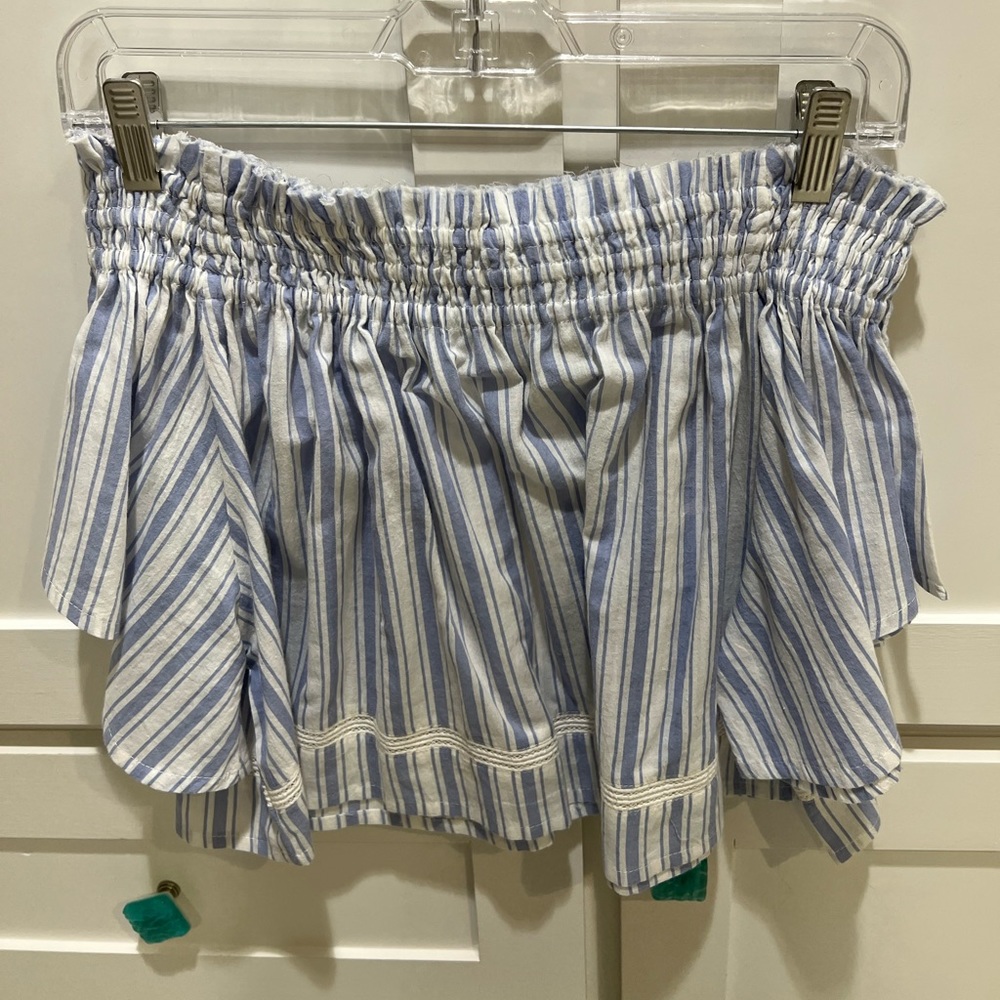 Blue & White Stripped Off the Shoulder Top - Picture 9 of 11